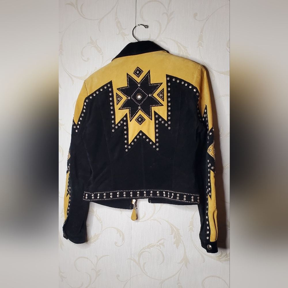 Cripple CREEK Leathet Concho Studded Semi Cropped LEATHER Jacket SMALL